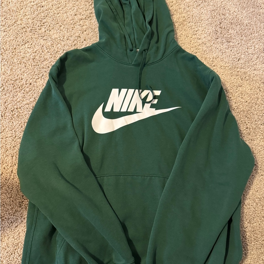 Nike Green Crewneck Hoodie with White Swoosh Logo